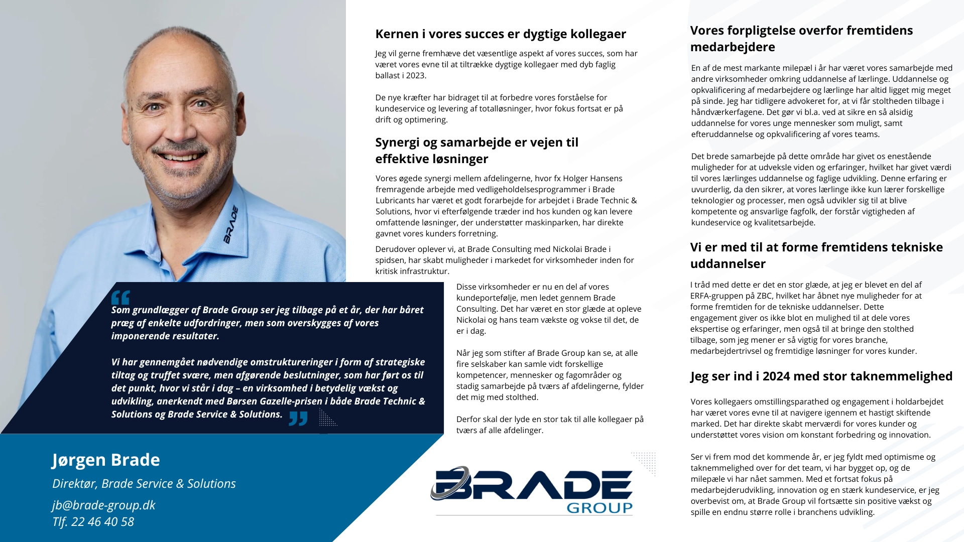 Jørgen Brade – ledelsesberetning 2023